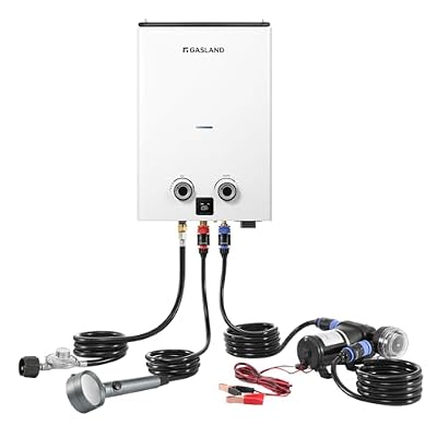 GASLAND Propane Tankless Water Heater G10 PRO, 2.64GPM 10L Propane Outdoor Water heater with Pump & Pipe Strainer for Off Grid, Ultra Slim Portable Hot Water Heater, 68,000 BTU
