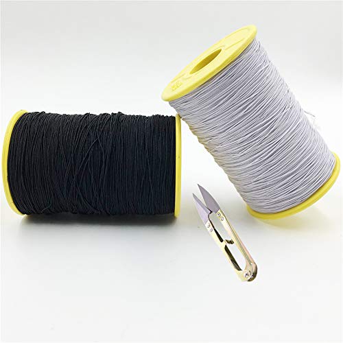 2Pcs 0.5Mm Thickness 547 Yard Elastic Thread Sewing Elastic String Cord White And Black (Black And White) #TOP1