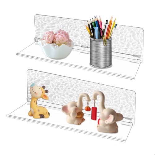 xyuayamz Etagere Murale sans Percage, Etagere Plastique, 2 PièCes éTagere Mural, Fixation Murale sans Percer, Etagere Plastique Blanche pour DéCorer Le Salon, la...