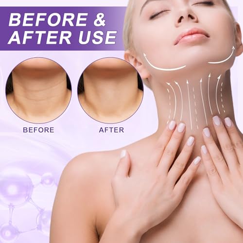 Liefiet AH-8 Firming Neck Cream Lifting & Tightening Skin, Skin Body Care Neck Cream with Roller, Reduces Wrinkles and Fine Lines, Facial Moisturizer, 4.23Oz(Purple)