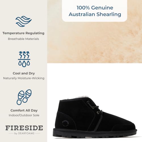 Image of Fireside by Dearfoams Men's Shepparton Shearling Fur Indoor /Outdoor Lace-up Chukka Boot