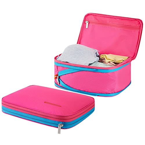 BeeNesting圧縮旅行収納バック 防水携帯便利ミニ下着水着バック 4L 2点セット(ローズレッド4Lx2)