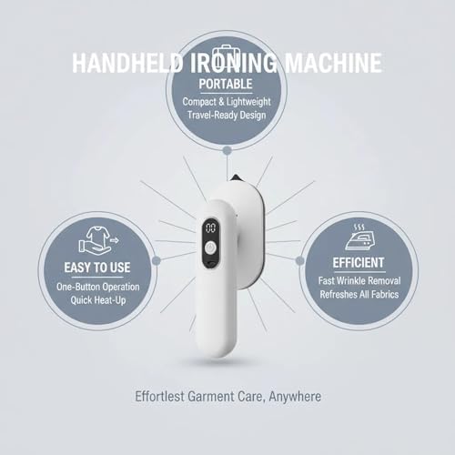 Portable Cordless Mini Iron - USB Rechargeable, Handheld Travel Electric Iron for Dry & Wet Ironing, 40 Minutes Use Time, Perfect for Home & Travel