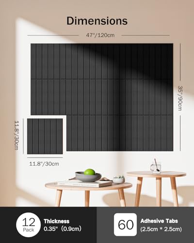 Large Cork Board, 48" X 36" Bulletin Board, 12 Pack Felt Pin Boards Cork Boards for Walls Office Home Decor, Classroom with 60 Safe Removable Adhesive Tabs Black image 7