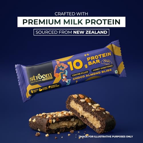 Image of STROOM Asia's First Centre Filled Protein Bars | 10g Protein (6 Bars, 45 Grams Each) | Choco Almond Bliss | Protein Bars Muscle Growth & Repair | Source of Fibre & Iron | No Artificial colors l 100% Premium Protein