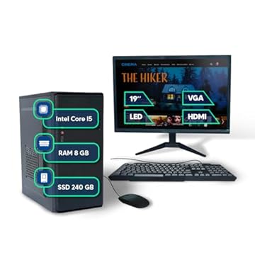 Pc Computador Completo Intel I5 8gb Ssd 240gb Monitor 19 Teclado e Mouse