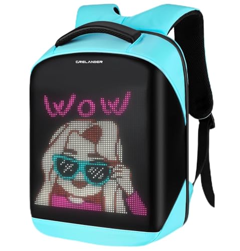 LED Backpack, 16 inch Smart Dynamic Daypack with Programmable Screen Waterproof Laptop Backpack Commuter Bag for Travel Riding Work(blue)