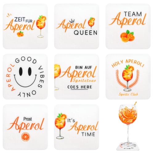 Kaempe Lot de 8 dessous de verre en feutre pour Aperol Spritz, cadeau pour femme, accessoires, cadeau pour Aparol, cadeau pour femme
