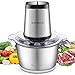 Hachoir Électrique 500W Hachoir à Viande 2L Bol en Acier Inox Robot Multifonction Mini Cuisine Mixeur Machine 2 Niveaux de Vitesse 4 Lames Amovibles en Inox pour Viande Légumes Fruits Oignon et Noix