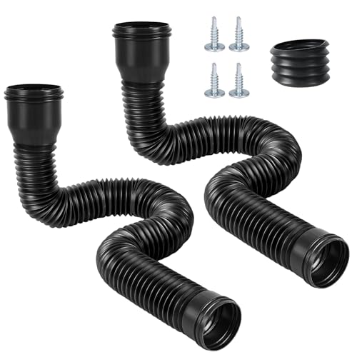 AROMUJOY 2 peças de extensão de calha de chuva, extensor de deslocamento de canalo, tubo de drenagem flexível para baixos, conector de drenagem expansível de 47 a 150 cm, preto