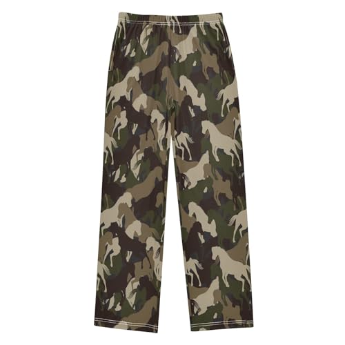 ZZXXB Horse Camouflage Boys Long Pants Soft Trousers Elastic Waist Kids Lounge Bottoms with Pockets S-XL