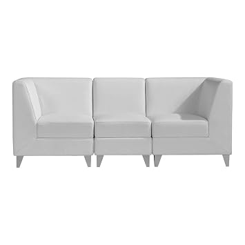 Waiting Area Bench Waiting Chair Reception Waiting Seating - Magic Cubo Ii White - 3 Pieces