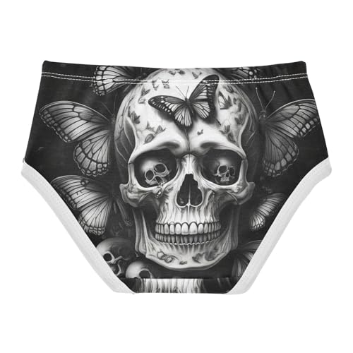 Cartoon Girls Underwear Toddlers 2t Cotton Cute Panties Girl Cool Black White Skull Butterflies Briefs Girls Undies2