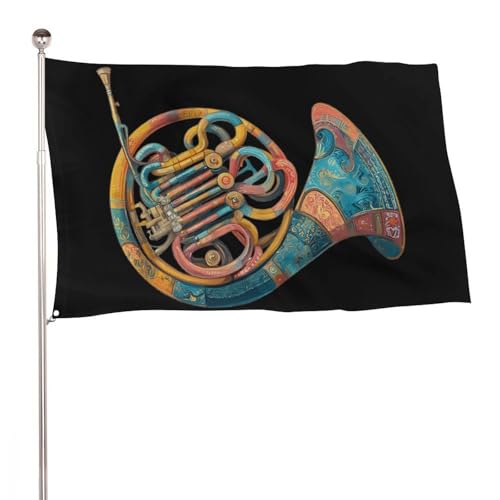 Vintage French Horn Seasonal Garden Flag Yard Outdoor Flags for