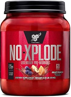BSN N.O.-XPLODE Pre Workout Supplement with Creatine, Beta-Alanine, and Energy, Flavor: Fruit Punch, 60 Servings