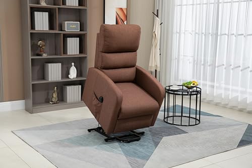DUPI Sillón Relax Eléctrico Confort Elevable Reclinable | Mando a Distancia | Tela Poliéster 100% | Espuma HR Alta Resiliencia | Experiencia 25 años, Grande, Poliéster y Espuma | Marrón