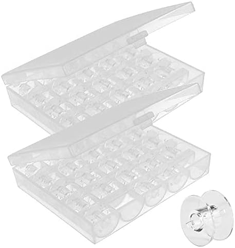 Plastic Sewing Machine Bobbins,50 Pieces Durable Sewing Machine Bobbin Plastic Bobbins for Sewing Machine with Storage Case Box(Transparent)