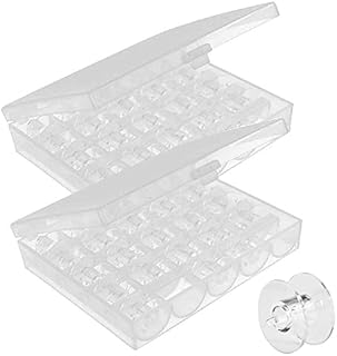 Plastic Sewing Machine Bobbins,50 Pieces Durable Sewing Machine Bobbin Plastic Bobbins for Sewing Machine with Storage Case Box(Transparent)