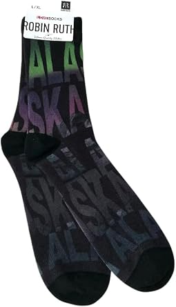 Robin Ruth Alaska Crew Socks Alaska Digital Design Alaska Northern Lights Letters L/XL