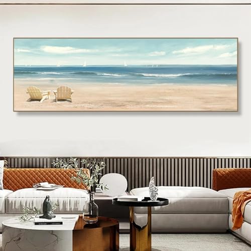 Toile paysage marin abstrait 40x120 cm affiche mer nordique grand format pour salon
