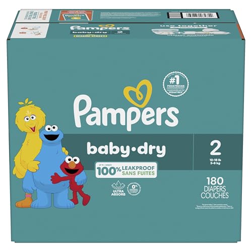 Image of Pampers Baby Dry Diapers - Size 2, 180 Count, Absorbent Disposable Diapers