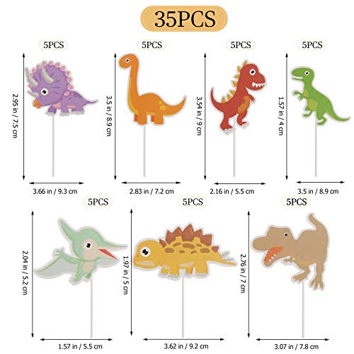 TOYANDONA 35Pcs Dinossauro Cupcake Toppers Par Sobremesa Sobremesas Muffin Toppers Adaptados Para Ch