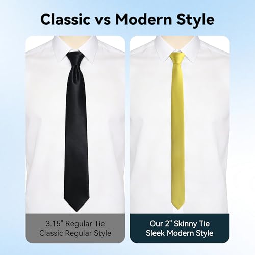 Image of Skinny Tie Men Women 2 inch (5CM) Slim Necktie Solid Thin Ties Formal