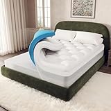 OhGeni Cooling 4 lnch Queen Size Dual Layer Mattress Topper, 2 Inch Gel Memory Foam, 2 Inch Soft Pillow Top Pad, Guest Bedroom Essentials Mattresses Cover, Extra Comfortable Sleep and Back Pain Relief