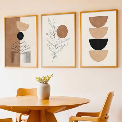 Image of HOTHOUSE Home Decor Boho Painting Decorative Wall Art poster With Frame For Living Room Bed Room Hotel Wall Decor Digital Reprint Set of 3 (13X17 inch)