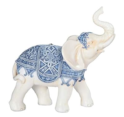 George S. Chen Imports 7888223 Blue/White Thai Elephant 6" high Home Decor Statue Figurine