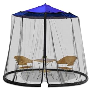 7.5-10FT Patio Mosquito Netting – Mosquito net for Patio Garden and Outdoor Umbrellas with Adjustable Elastic Cord and Zipper Umbrella net