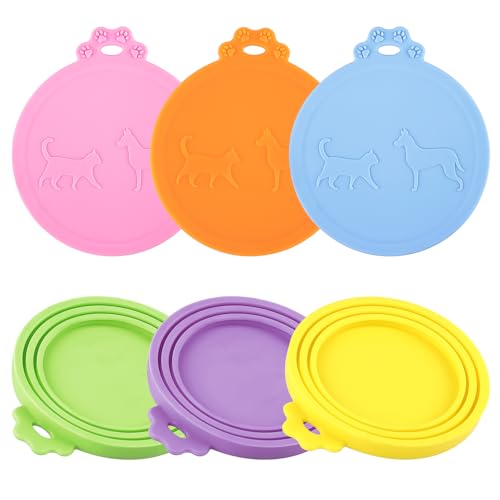 Deepton 6 Stück Dosendeckel, Silikon Deckel für Dosen, Dosendeckel Katzenfutter Hundefutter Bunt, Tierfutter-deckel 70g, 85g, 200g, 400g für Hunde, Katzen Tierfutterdosen