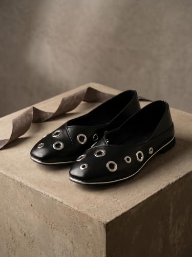 Image of Marc Loire Women's Slip-On Solid Ballerina Flats | Embellished | Round Toe | PU Upper | Comfortable Casual Footwear