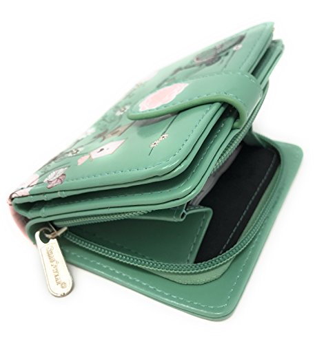 Shag Wear Small Vintage Postcard Women's Bifold Wallet Teal Vegan Leather … … #TOP2