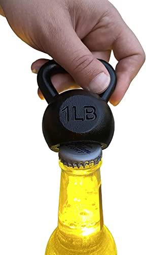 Kettlebell Bottle Opener, 1lb | Patent pending | Weightlifting beer gifts for men and women | Gifts for dad who has everything