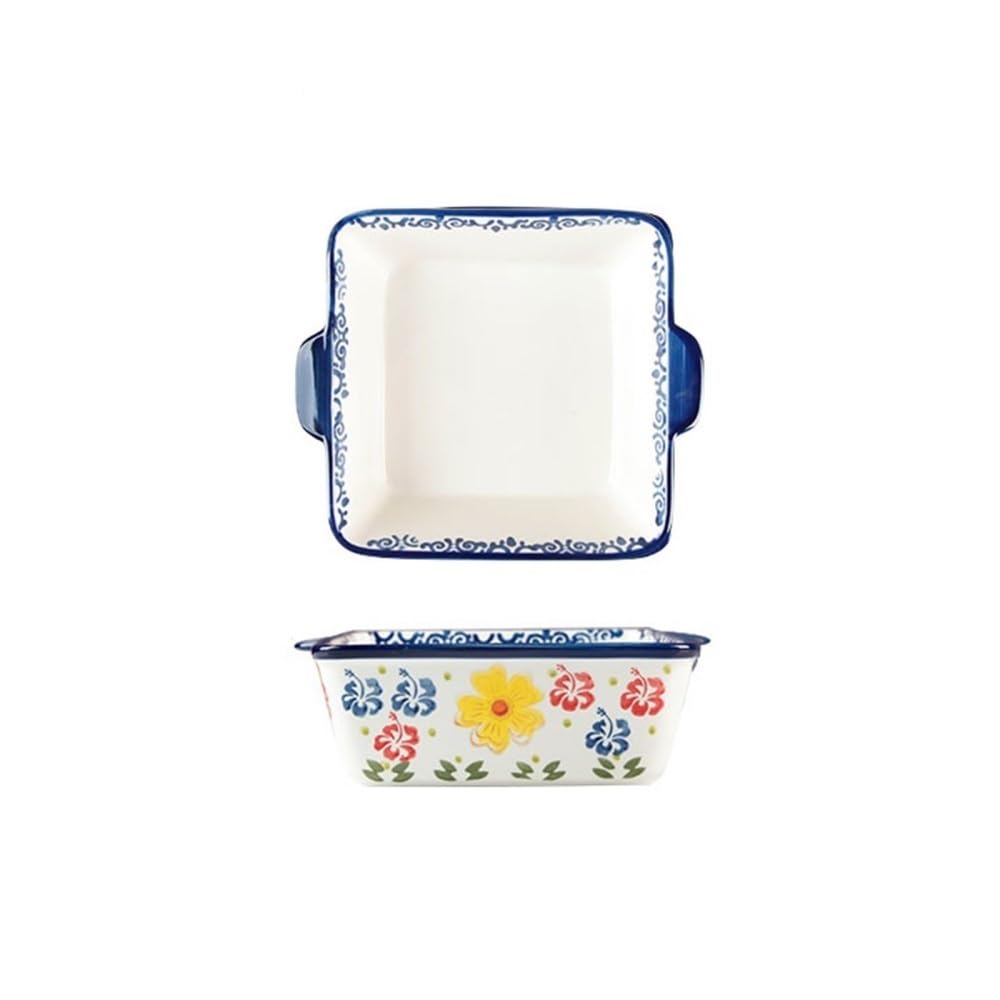 Naczynia do pieczenia Prostokątna ceramiczna forma do pieczenia, podwójny talerz do zapiekania ryżu i sera, miska do pieczenia