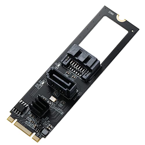 MZHOU 2 SATA Port NGFF(M.2) B+M Key Port Interface Adapter Card Supports Windows Linux Support NGFF (M.2) 2280