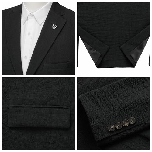 WEEN CHARM Men's Summer Seersucker Suit-2-Piece Blazer and Pants Set-Lightweight,Breathable,Casual,Cool and Comfortable4