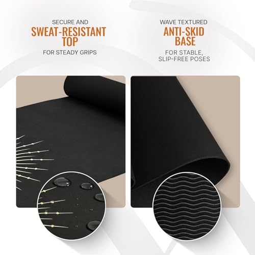 Image of WiseLife Grande XL 6 MM TPE Yoga Mat for Men & Women | Extra Thick, Long & Wide Premium Exercise Mat with Yoga Strap | Anti-Slip & Anti-Tear Ideal for Yoga, Pilates, Home Workouts & Gym Use (Black XL)