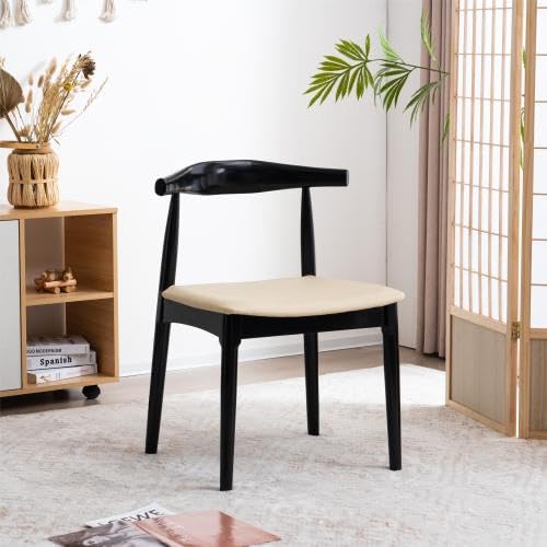 ナチュラル+ブラック ダイニングチェア 椅子 木製 PU座面 おしゃれ イス Amazon｜ダイニングチェア 椅子 木製 PU/ファブリック座面 おしゃれ