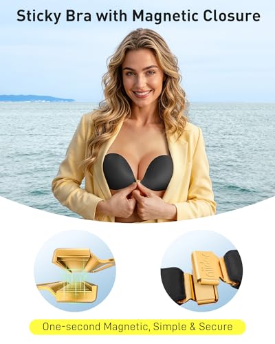 Image of Niidor Women's Silicone Adhesive Bra, Invisible Sticky Bra, Strapless Backless Reusable Bra for Wedding Dress
