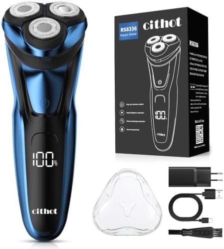 CITHOT Rasierer Herren Elektrisch, Elektrischer Rasierer Nass- und Trockenrasierer mit Präzisionstrimmer, Elektrorasierer Herren IPX7 mit Reiseverriegelung RS8336 Blau