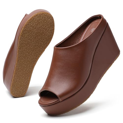 Orthopedic Wedge Sandals Women - Walking Shoes Leather Wedge Slides for Women Dressy Platform - Comfortable & Lightweight Fashion Casual Heels2
