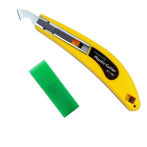 Professional Acrylic Plexiglass Sheet Cutter Scoring Knife Tool,With a Curved Handle,It Is More Convenient To Use.One handle,11 blades.(Yellow) - Thumbnail 7