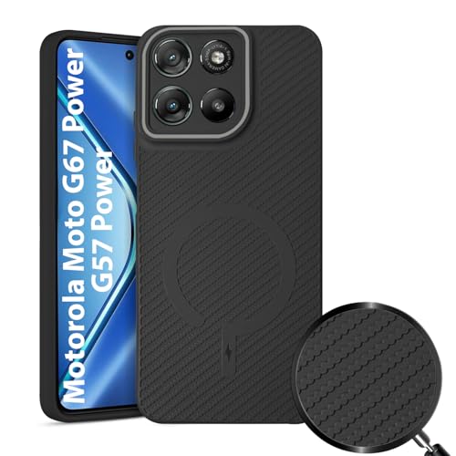 Image of LIRAMARK Rugged Carbon Fibre TPU Armor Silicone Back Cover Case for Motorola Moto G67 Power / G57 Power