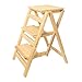 Tabouret Pliant à 3 Niveaux Chaise échelle multifonctionnelle Escabeau Pliant en Bois Massif Banc à Chaussures Portable/étagère à Fleurs (Noyer Jaune, Couleur Cerise, Couleur Bois)