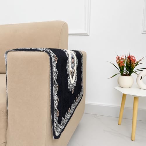 Image of Homerz Premium 'Maharaja Paradise Series' Sofa Cover | Net Fabric Sofa Cover | Washable, Anti-Dust Backed & Wrinkle Resistant Cover (Regal Flower, 2 pc Armrest, Armrest)