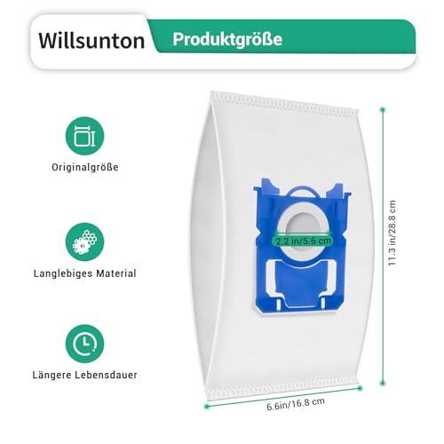 10 Stück S Bag Staubsaugerbeutel für AEG GR201SM, für Philips FC8021/03, für Electrolux E201S S Bag Staubbeutel Classic Long Performance