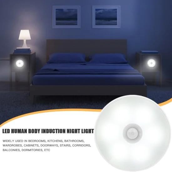 Image of White Motion Sensor LED Light for Home, USB Rechargeable Wireless Magnetic Self-Adhesive Lamp - Sensor Light for Cupboard, Kitchen, Bedroom & Stairs, Ceiling Light for Living Room