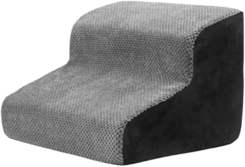 Farigrut ペットソファベッドサイド階段犬用階段はしご猫用はしご上下ベッド小さな階段取り外し可能で洗える (ピンクチェック柄3層)